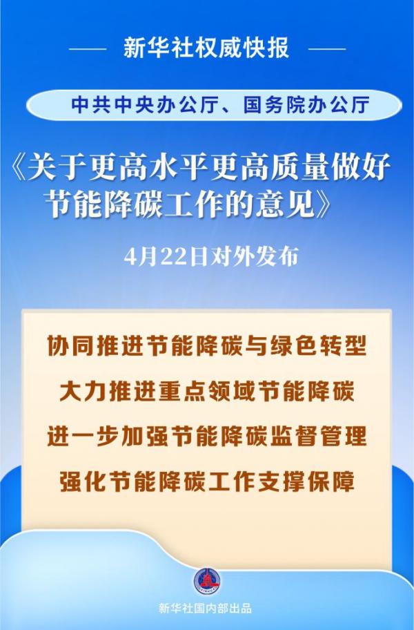 关节能降碳工作 中办、国办重磅文件对外发布