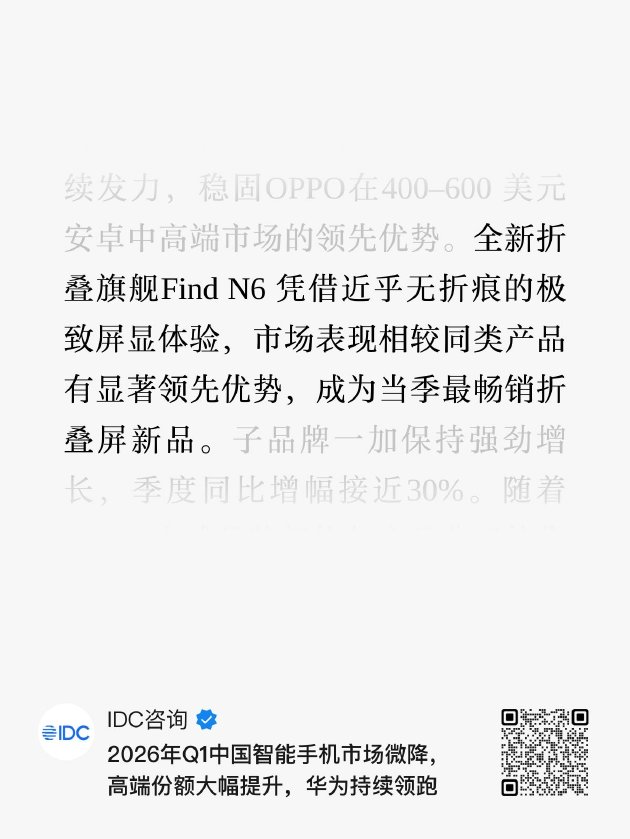 IDC报告发布：Find N6成一季度最畅销折叠屏新品