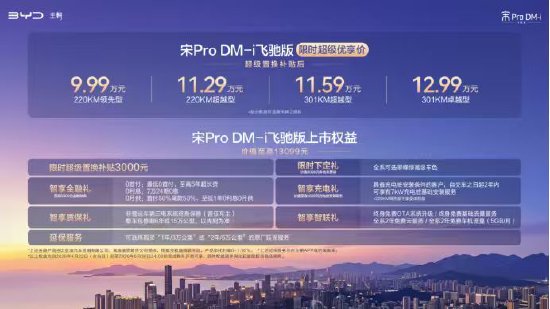 插混SUV宋Pro DM-i飞驰版上市，纯电续航301km，售9.99万起